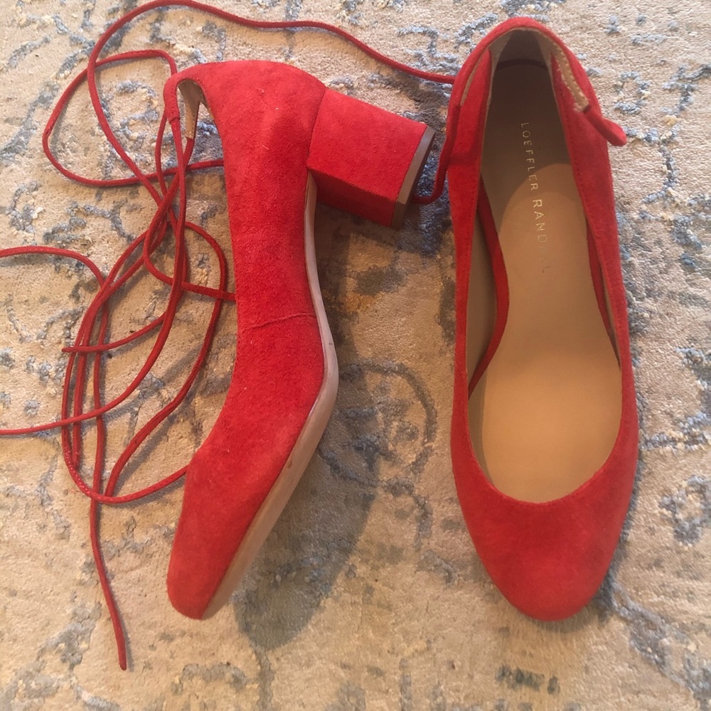 Loeffler Randall red pump heel, only worn once!